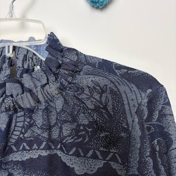 Scotch & Soda Blue Cosmic Graphic Fitted Button Shirt Blouse - Picture 2 of 12